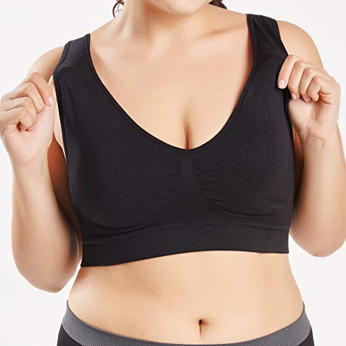 Sujetador Deportivo para Mujer SHOBDW 2019 Nuevo Cómodo Color Sólido Cuello en V Tank Tops Blusa Camisole Camisetas Mujer Tirantes Deporte Bra Tallas Grandes S-6XL(Negro,4XL)