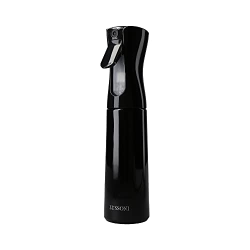 T4B Lussoni Spray Bottle Pulverizador de Peluquería, para Uso Profesional, Botella de Rociado, Negro, Plástico Duradero, Accesorio de Peluquería, Recargable 300 ml