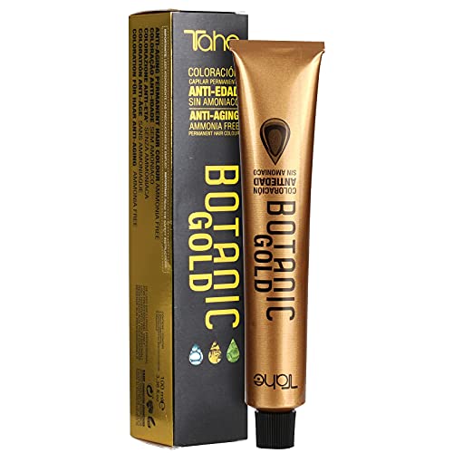 Tahe Botanic Gold Tinte Cabello Profesional/Tinte Pelo/Coloración Capilar Permanente Sin Amoniaco Nº 4.31 Castaño Medio Dorado Ceniza, 100 ml