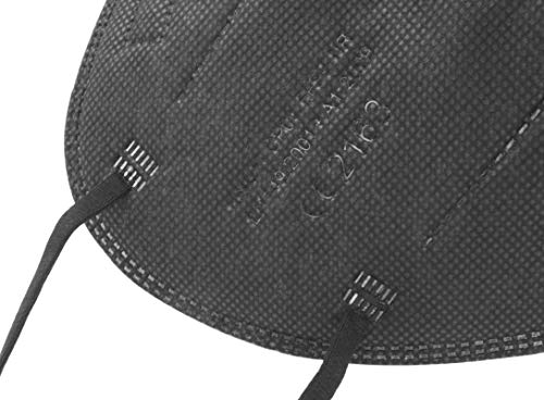 TBOC Mascarillas FFP2 - [Pack 100 Unidades] Máscaras Desechables [Color Negro] 5 Capas [No Reutilizables] Transpirables Plegables con Pinza Nasal [Certificadas y Homologadas CE 2163]