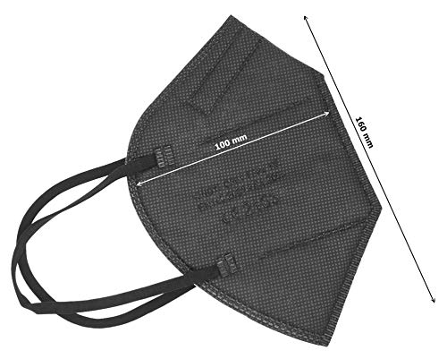 TBOC Mascarillas FFP2 - [Pack 100 Unidades] Máscaras Desechables [Color Negro] 5 Capas [No Reutilizables] Transpirables Plegables con Pinza Nasal [Certificadas y Homologadas CE 2163]