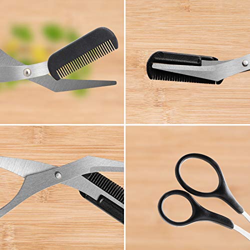 Tijeras de corte de cejas con peine, cortador de precisión profesional para cejas y pestañas, herramienta de belleza para hombres y mujeres (negro)