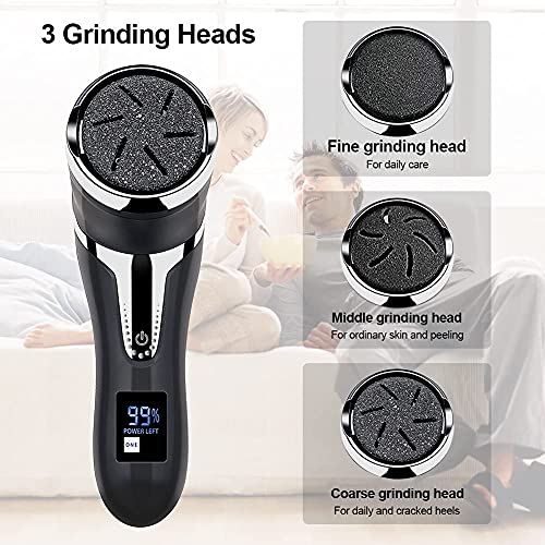 TMILIATRAY Lima Electrica Pies, Pedicura Eléctrico Lima Pies Durezas Profesional Recargable con Succión al Vacío, IPX7 Impermeable Pedicura Pies Eliminar Durezas y Callos, 2 Velocidades 3 Repuestos