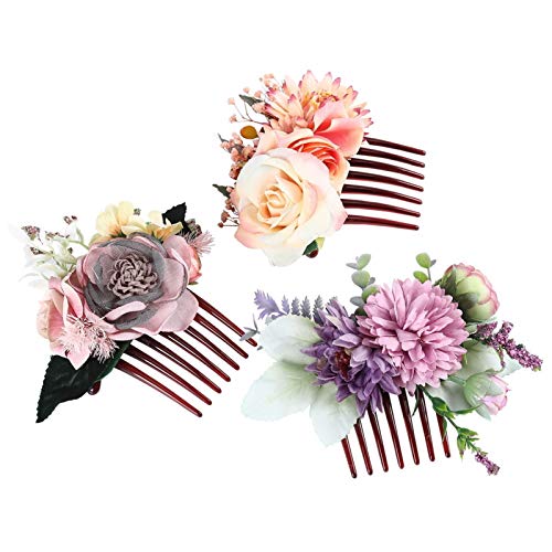 Tocados de novia Muelles Purple Cornflower Rose Pein Pein Pein Hermosa Elegante Estimulación Flores Peine Peine Peine Fondos Boda Bosque Photo Purios para novia dama de honor ( Color : M )