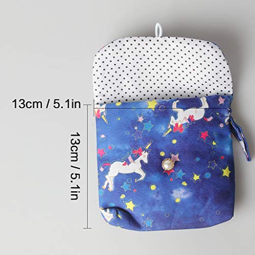 Tomedeks 1Pcs bolsa sanitaria linda caricatura algodón tela servilleta bolsa de almacenamiento gran capacidad señoras bolsa de almacenamiento sanitario. (unicornio)