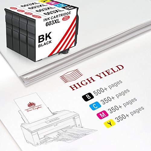 Toner Kingdom Cartucho de Tinta Compatible para Epson 603 603XL para Epson Expression Home XP-2100 XP-2105 XP-3100 XP-3105 XP-4100 XP-4105 Workforce WF-2810 WF-2830 WF-2835 WF-2850