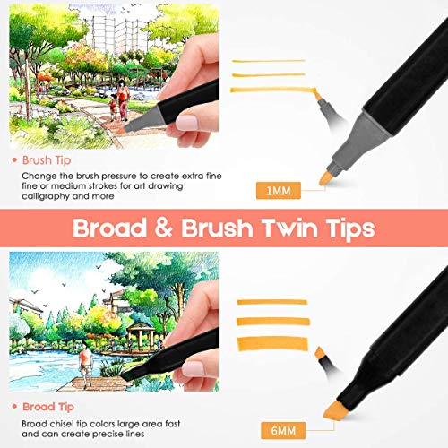 Tongfushop 204 Colores Rotuladores Alcohol, Rotuladores para Principiantes no se Seca Fácilmente, Marker Pen no se Ensuciará Las Manos, de para Niños, Artista, Estudiantes,Subrayar(con Base Fija)