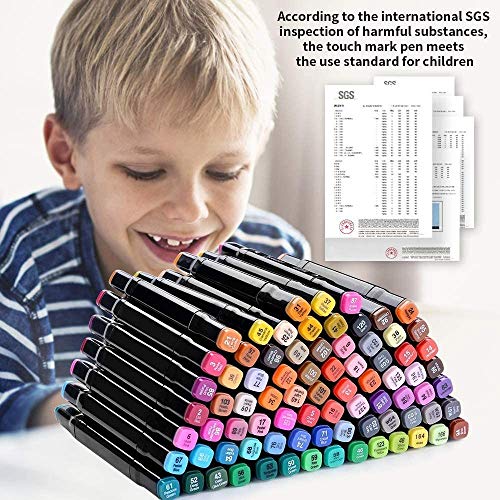 Tongfushop 204 Colores Rotuladores Alcohol, Rotuladores para Principiantes no se Seca Fácilmente, Marker Pen no se Ensuciará Las Manos, de para Niños, Artista, Estudiantes,Subrayar(con Base Fija)