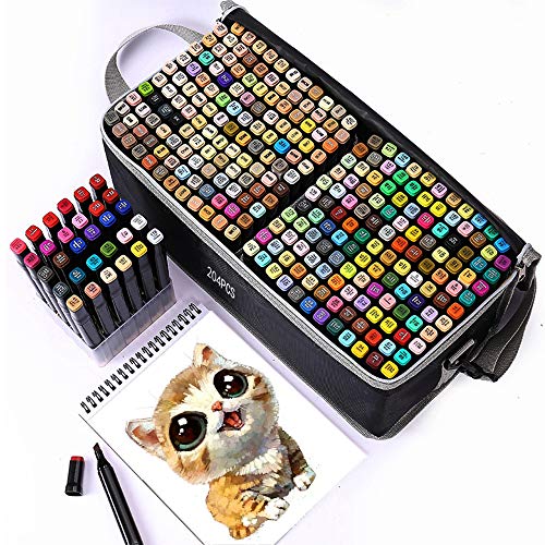 Tongfushop 204 Colores Rotuladores Alcohol, Rotuladores para Principiantes no se Seca Fácilmente, Marker Pen no se Ensuciará Las Manos, de para Niños, Artista, Estudiantes,Subrayar(con Base Fija)