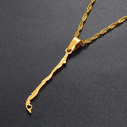 TTDAltd Collar con Colgante de Mapa Dorado de Chile, Colgante de la República de Chile, Regalo de Chile # 008221