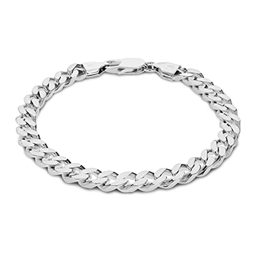 Tuscany Silver Men's Sterling Silver 6.5mm Square Curb Bracelet of 20cm/8"