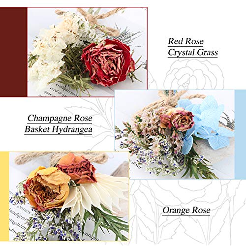UFLF 3pcs Mini Ramos de Flores Rosas Naturales Secas Flores Secas Decorativas Rosas Preservadas para Regalos Decoración Regalos MiniJarrón Boda Fiesta Mesa Manualidad DIY