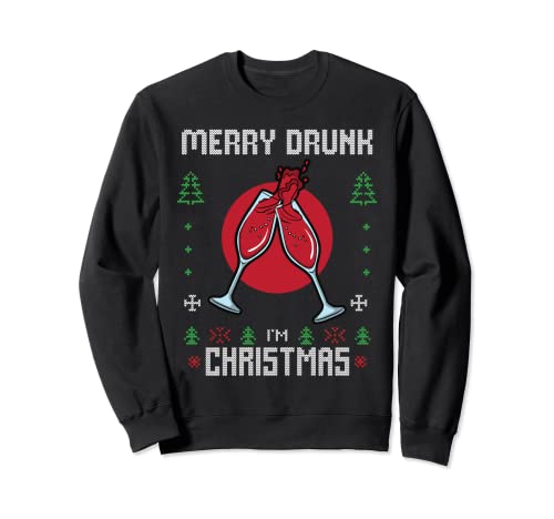 Ugly Christmas Sweater Beber Vino Alcohol Borracho Navidad Sudadera