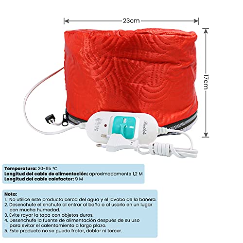 Ulable La Gorra Para El Cuidado Del Pelo,Tratamiento Térmico Para Cabello Eléctrico,Cuidado del Cabello en el Hogar (Rojo)