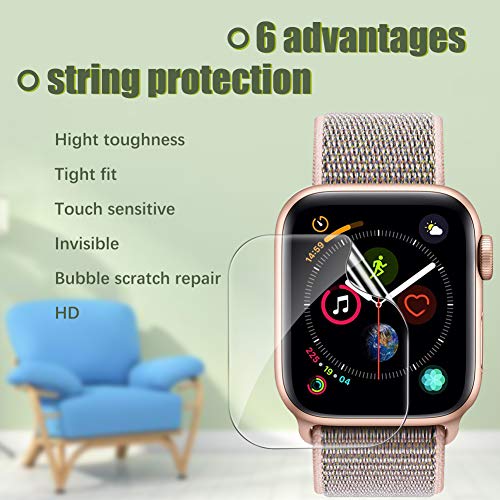 UniqueMe [6 Pack] Compatible con Apple Watch 40mm Series 6/5/4/SE Protector de Pantalla de TPU, [Caso Amigable] [Fácil de Instalar] Flexible HD Film