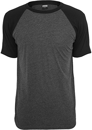 URBAN CLASSICS Camiseta Básica Hombre de Manga a Corta, Cuello Redondo, Algodón, Largo Normal, Estilo Moderno, Color: cha/negro, Talla: L