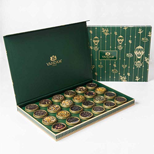 VAHDAM, Juego de regalo de reserva privada de té surtido -24 tés | 24 variedades de té en caja de regalo de muestras de té | 100% Naturales | Té Regalo | Regalo Infusiones | Caja de Regalo Perfecta