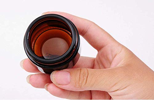 VASANA 6 tarros de cristal ámbar para cosméticos con forro interior blanco y tapas negras, contenedor perfecto para cosméticos y crema facial, bálsamo labial, Brown (Marrón) - YPK67342BROWN
