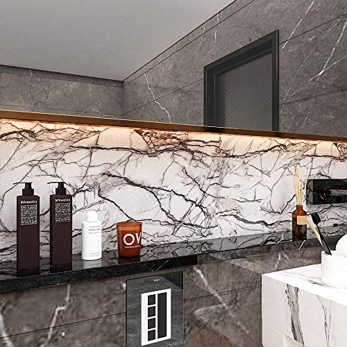 VEELIKE Papel Pintado Pared Marmol Blanco y Gris Papel Pintado Autoadhesivo Impermeable Papel para Forrar Muebles Papel Tapiz para Decorar Dormitorio Sala Habitación 40cm x 900cm