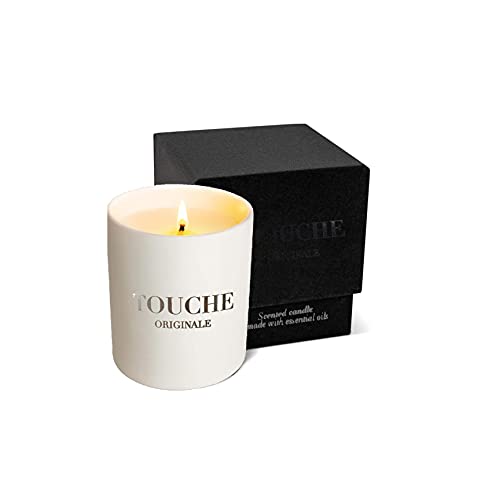 Vela perfumada de Lavanda, elaborada con aceites Esenciales | Vela de Cera de Soja Totalmente Natural de Larga duración | Aromaterapia 8 oz 45 Horas de Tiempo de combustión (Vela Blanca)