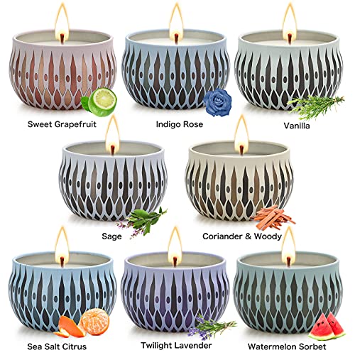 Velas Perfumadas Juego de 8 Piezas, Velas Aromaticas, Cera de Soja, Aromaterapia Decoración Yoga Baño Dormitorio, Relajación Fiesta Boda Baño Yoga Cumpleaños Navidad Día de San Valentín Regalos