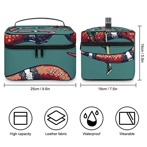 Verde Rojo Blanco Negro Serpiente Venenosa Portátil Bolsa de Cosméticos de Viaje Gran Bolsa de Cosméticos Accesorios de Baño Bolsa de Almacenamiento Impermeable Señoras Niñas
