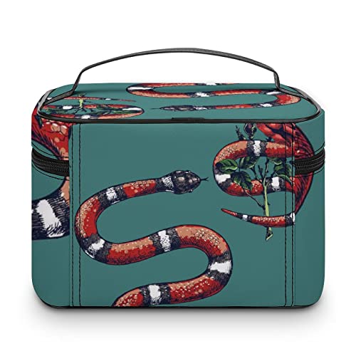 Verde Rojo Blanco Negro Serpiente Venenosa Portátil Bolsa de Cosméticos de Viaje Gran Bolsa de Cosméticos Accesorios de Baño Bolsa de Almacenamiento Impermeable Señoras Niñas