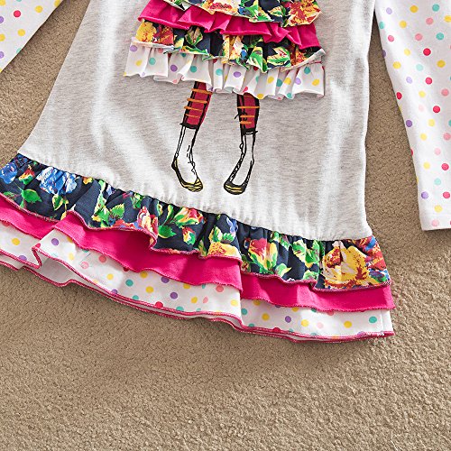 VIKITA Vestido Dibujos Floral Manga Larga Algodón Casual Niñas LH3660GRAY 7T