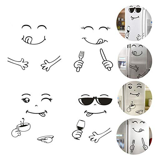 Vinilos decorativos para frigorífico de cocina Arte la etiqueta la pared del vinilo del refrigerador Feliz cara deliciosa refrigerador pegatinas pegatina refrigerador arte de decoración del hogar