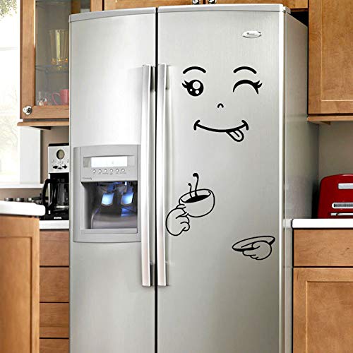 Vinilos decorativos para frigorífico de cocina Arte la etiqueta la pared del vinilo del refrigerador Feliz cara deliciosa refrigerador pegatinas pegatina refrigerador arte de decoración del hogar