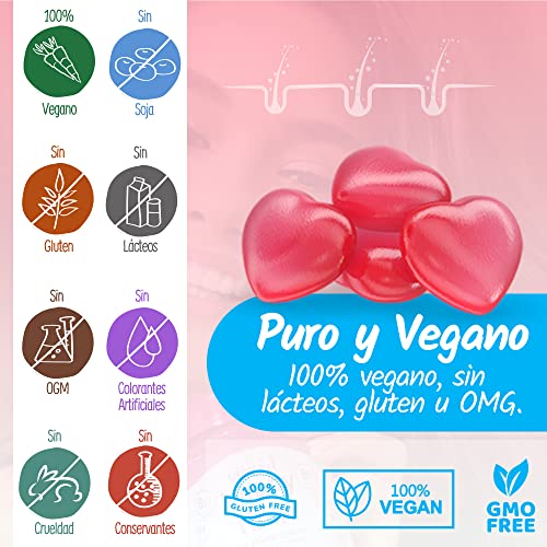 VITAFUL Happy Hair - Suplemento Capilar Biotina + Vitaminas A,B,C,D,E + Zinc - Crecimiento Más Rápido Del Cabello - Vitaminas Contra La Caída Del Cabello - 120 Gomitas, 2 Meses - 100% Vegano