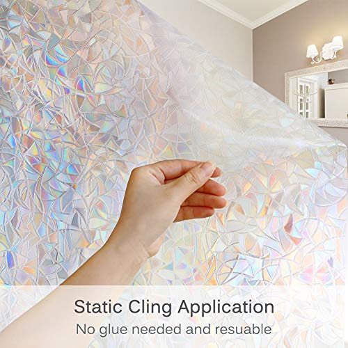 Volcanics - Adhesivo de Vinilo para Ventana de privacidad estática para Ventana de Ventana 3D con diseño de Arco Iris para Puerta de Cristal, Control de Calor, Anti Rayos UV