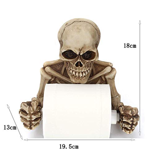 WCYPOT Soporte para Papel higiénico Calaveras de Esqueleto Soporte Decorativo para Papel higiénico en Scary Halloween Decoración de baño Placas de Pared Dispensador de Papel higiénico, Espeluznante
