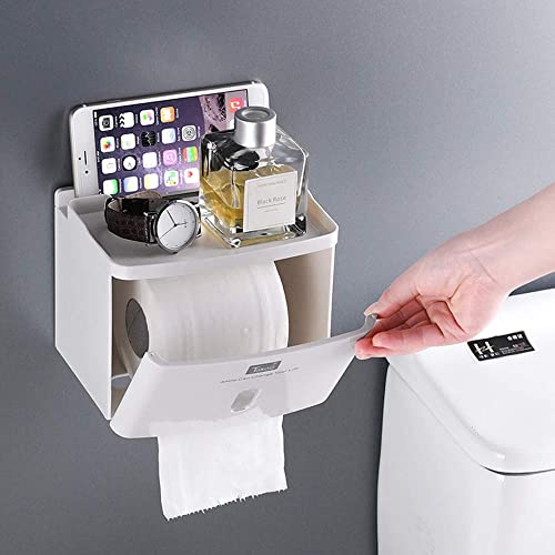 WCYPOT Soporte para Papel higiénico Estante para Papel higiénico Baño Caja para Papel higiénico Perforación Gratuita Caja de Papel de Color sólido Tubo de Papel en Rollo Caja de Papel higiénico imp