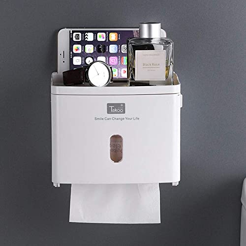 WCYPOT Soporte para Papel higiénico Estante para Papel higiénico Baño Caja para Papel higiénico Perforación Gratuita Caja de Papel de Color sólido Tubo de Papel en Rollo Caja de Papel higiénico imp