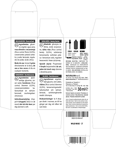 Wild rose o Rosa silvestre (Rosa canina) Flores de Bach Naturalma | No. 37 | Gotas 30 ml | Extracto líquido sin alcohol | Esencias florales | Vegano y libre de alcohol