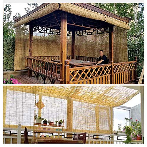 WYBD.Y Roller Shades Roll-up Reed Shade-Bamboo Shades-Sun-Filtering Roll Up Blind, Premium Retro, Anticorrosivo a Prueba de Agua, Sombras de Porche, Sombrilla/Aislamiento térmico-Persianas Enroll