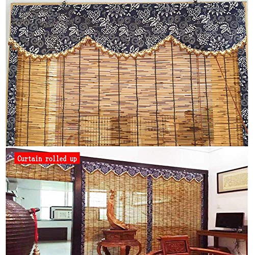 WYBD.Y Roller Shades Roll-up Reed Shade-Bamboo Shades-Sun-Filtering Roll Up Blind, Premium Retro, Anticorrosivo a Prueba de Agua, Sombras de Porche, Sombrilla/Aislamiento térmico-Persianas Enroll