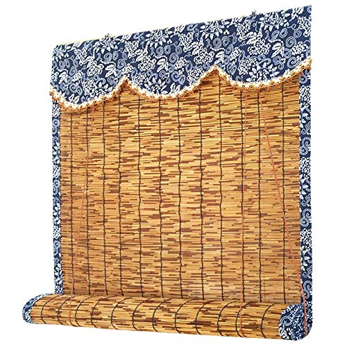 WYBD.Y Roller Shades Roll-up Reed Shade-Bamboo Shades-Sun-Filtering Roll Up Blind, Premium Retro, Anticorrosivo a Prueba de Agua, Sombras de Porche, Sombrilla/Aislamiento térmico-Persianas Enroll