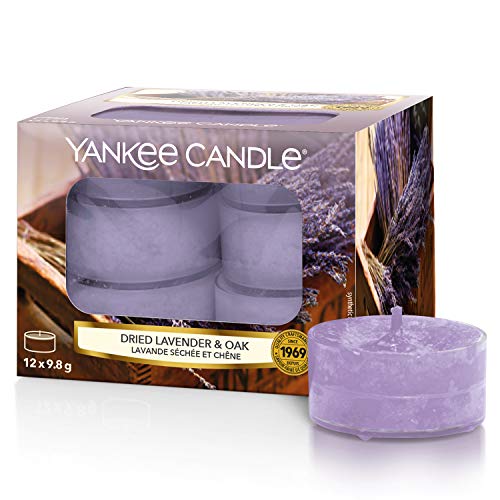Yankee Candle Dries Lavender & Oak Velas de Té Aromáticas, Morado, 12 x 9.8 g