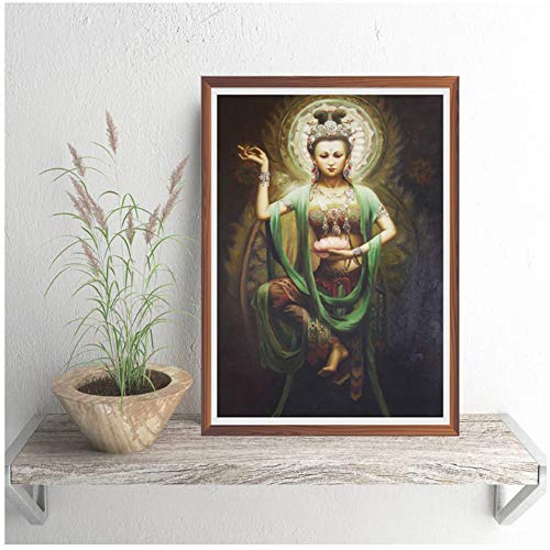yhyxll Kwan Yin y Guanyin Imprime imágenes de la habitación Arte de la Pared decoración Cartel Pintura al óleo decoración Impresa en lienzo-50X70Cm sin Marco