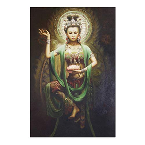 yhyxll Kwan Yin y Guanyin Imprime imágenes de la habitación Arte de la Pared decoración Cartel Pintura al óleo decoración Impresa en lienzo-50X70Cm sin Marco