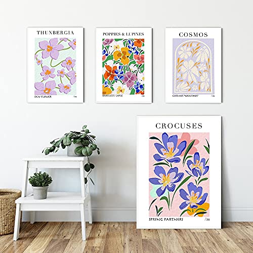 YINGFUN Arte Moderno Arte Wildflower Imprimir Imágenes Poppy Lupin Crocus Lienzo Pintura Acuarela Floral Poster Cocina Cocina Decoración (Color : C, Size : 40x50cm No Frame)