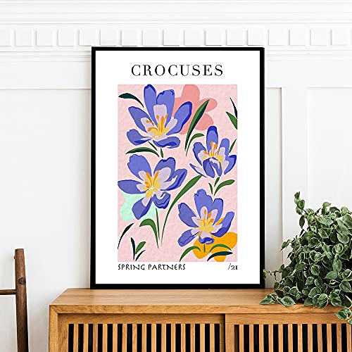 YINGFUN Arte Moderno Arte Wildflower Imprimir Imágenes Poppy Lupin Crocus Lienzo Pintura Acuarela Floral Poster Cocina Cocina Decoración (Color : C, Size : 40x50cm No Frame)
