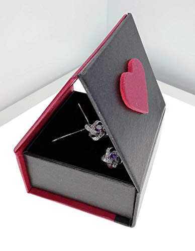 ZIRKONIA Conjunto de Joyería - Colgante y Pendientes Mujer, Plata de Ley 925 Chapado en Platino, con Circonitas Amatista Grado AAA+ (Set Colgante y Pendientes)