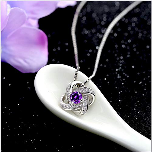 ZIRKONIA Conjunto de Joyería - Colgante y Pendientes Mujer, Plata de Ley 925 Chapado en Platino, con Circonitas Amatista Grado AAA+ (Set Colgante y Pendientes)