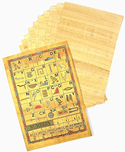 10 Hojas Egipcio PAPYRUS Papel & Jeroglíficos INFO