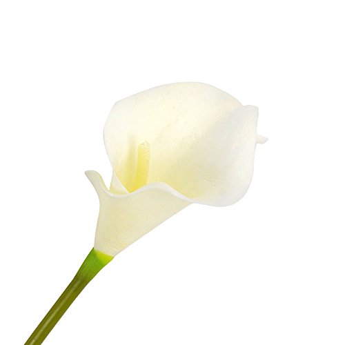 10 Piezas de Flores Artificiales de Lirio de Cala, Lirios Artificiales, Realista al Tacto, Flores Artificiales para Decoracion Familiar, Boda, Exterior, Pared, Jardin, Hotel y Ramo(Blanca Lechosa)