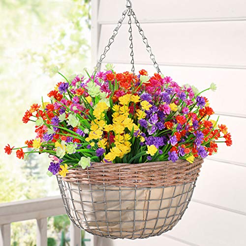 10 Piezas Flores Artificiales Decoracion, 5 Colores Resistentes a Los Rayos UV Flores Exterior Interiores Todo el Año, Plantas de Plastico para Casa Jardín Ventana Fiesta Boda Decoración (Loto)