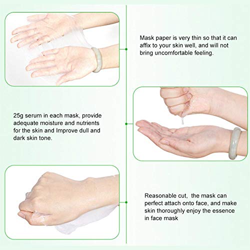 10 Piezas Mascarilla Facial Aloe Máscara Facial Hoja Hidratante Hidratante Revitalizante Máscara Facial Hoja Hidratante E Hidratante Adecuado para Todo Tipo de Piel